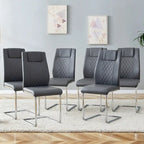 Lot de 6 chaises de salle à manger modernes, assise rembourrée en cuir souple