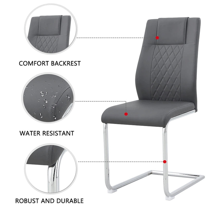 Lot de 6 chaises de salle à manger modernes, assise rembourrée en cuir souple