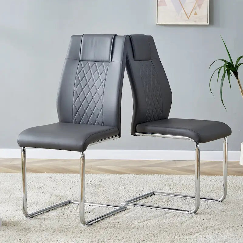 Lot de 6 chaises de salle à manger modernes, assise rembourrée en cuir souple