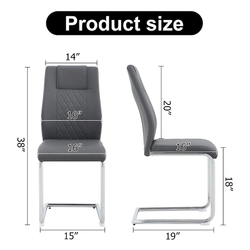 Lot de 6 chaises de salle à manger modernes, assise rembourrée en cuir souple