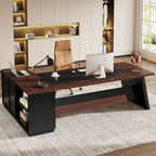 Bureau de direction en L de 199,9 cm avec meuble de rangement