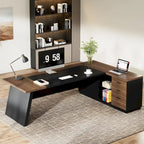 Bureau de direction en L de 199,9 cm avec meuble de rangement