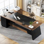 Bureau de direction en L de 199,9 cm avec meuble de rangement