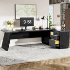 Bureau de direction en L de 199,9 cm avec meuble de rangement
