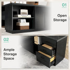 Bureau de direction en L de 199,9 cm avec meuble de rangement