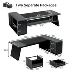 Bureau de direction en L de 199,9 cm avec meuble de rangement