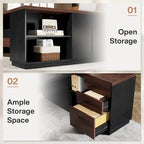 Bureau de direction en L de 199,9 cm avec meuble de rangement